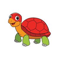 Cheerful cartoon turtle with red shell and green legs vector