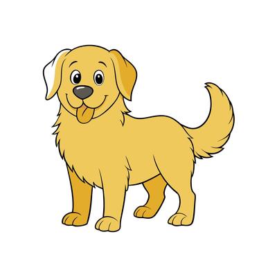Cartoon golden retriever dog illustration with happy expression isolated