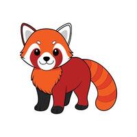 Cute cartoon red panda character standing on white background vector