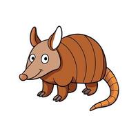 Cartoon armadillo illustration with smiling face and smooth lines vector