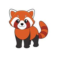 Cute Cartoon Red Panda Standing Isolated on White Background vector