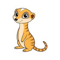 Cute cartoon meerkat character sitting upright and smiling gently vector