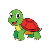 Cartoon style happy turtle character illustration on white background vector