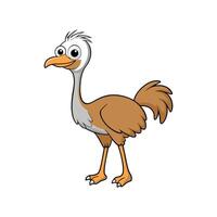 Cartoon ostrich character standing tall with a cheerful expression vector