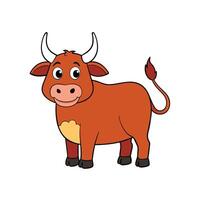 Cartoon red bull character with a cheerful friendly expression vector