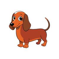 Cute cartoon dachshund illustration with happy expression and smooth lines vector