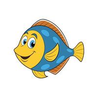 Cartoon fish illustration of a smiling tropical fish character vector