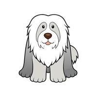 Cartoon Old English Sheepdog illustration with friendly expression vector