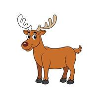 Cartoon moose with a cheerful expression on white background vector