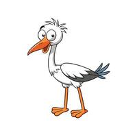 Cartoon stork character standing isolated against a white background vector