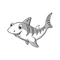 Smiling cartoon shark swimming on a white background image vector
