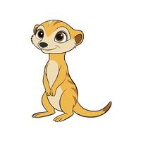 Cartoon meerkat standing upright on white background, smiling sweetly vector