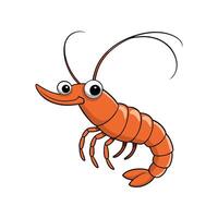 Cartoon shrimp with big eyes on white background vector