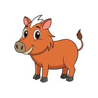 Cartoon warthog standing on white background in full view vector