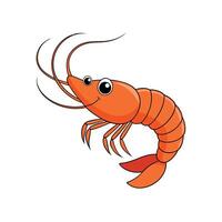 Cartoon shrimp illustration with smiling face on white background vector