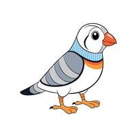 Cartoon zebra finch with colorful markings against white backdrop vector