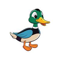 Cartoon Duck Illustration with Simple Shading on White Background vector