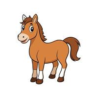 Cartoon horse smiling with brown coat on white background vector