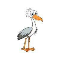 Cartoon illustration of a cute white stork standing sideways vector