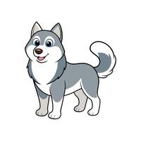 Cartoon Husky dog with cute expression standing and smiling vector