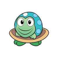 Cartoon Turtle Illustration with Blue Shell and Wide Smile vector