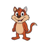 Cheerful Cartoon Squirrel Character Standing Upright on White Background vector