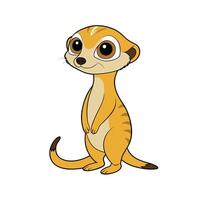 Cute Meerkat Cartoon Character Standing Upright and Smiling vector