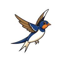 Cartoon swallow bird in flight with open wings illustration vector