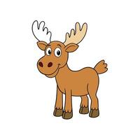 Cartoon moose illustration standing on white background stock image vector