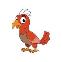 Cartoon bird with red feathers and orange beak smiling vector