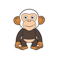 Cartoon monkey character standing and smiling isolated on white background vector