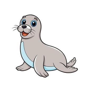 Cartoon seal illustration with happy expression and simple design vector