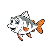Cartoon fish with a cheerful expression swims to the right vector