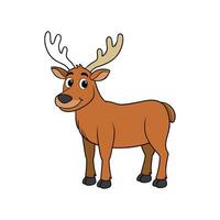 Cartoon reindeer illustration with friendly expression and brown fur vector