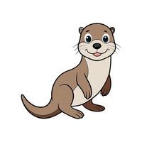 Cartoon Otter Illustration with Smiling Expression on White Background vector