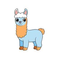 Cartoon llama standing with a friendly expression isolated on white vector