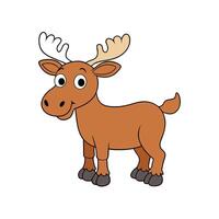 Cartoon moose standing smiling with large antlers illustration vector