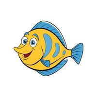 Cartoon Yellow and Blue Fish with Smiling Expression vector