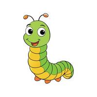 Smiling cartoon caterpillar image against a white background vector