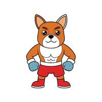 Cartoon dog boxer with red shorts and boxing gloves vector
