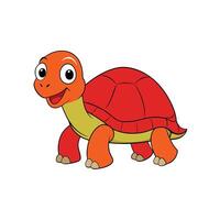 Cartoon turtle illustration isolated on white background, happy reptile vector