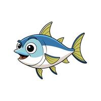 Cartoon tuna fish character with funny expression and big eyes vector