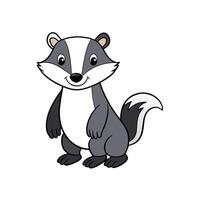 Cartoon style badger standing and smiling on white background vector