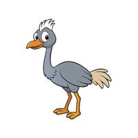 Cartoon bird with long neck and goofy expression vector