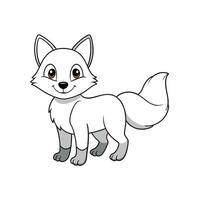 Charming arctic fox cartoon character posing on white background vector