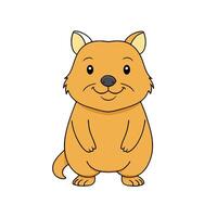 Cartoon quokka illustration with friendly face and isolated background vector