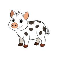 Cartoon pig illustration with polka dots and cheerful expression vector
