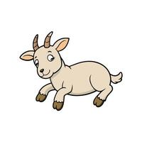 Cute cartoon goat jumping with white background illustration vector