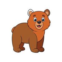 A cartoon brown bear standing and smiling. image with outlined edges. vector
