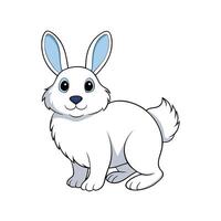 Cute cartoon white rabbit standing on a plain background vector